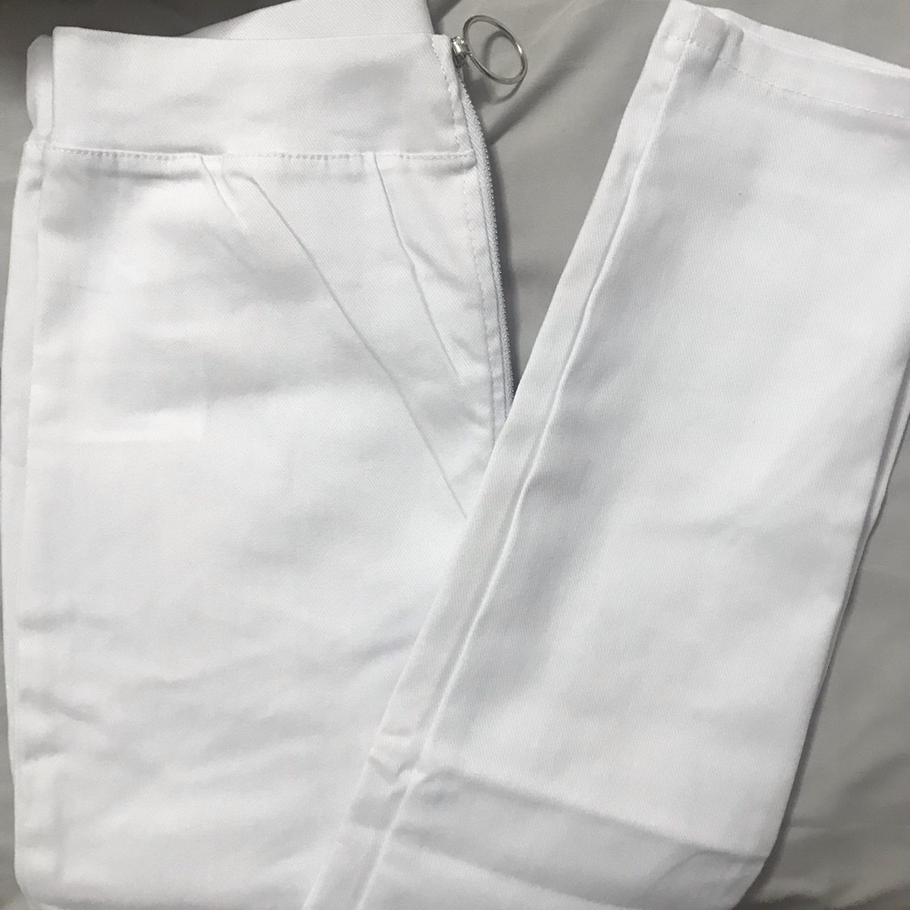 Zip up White Jeggings👖